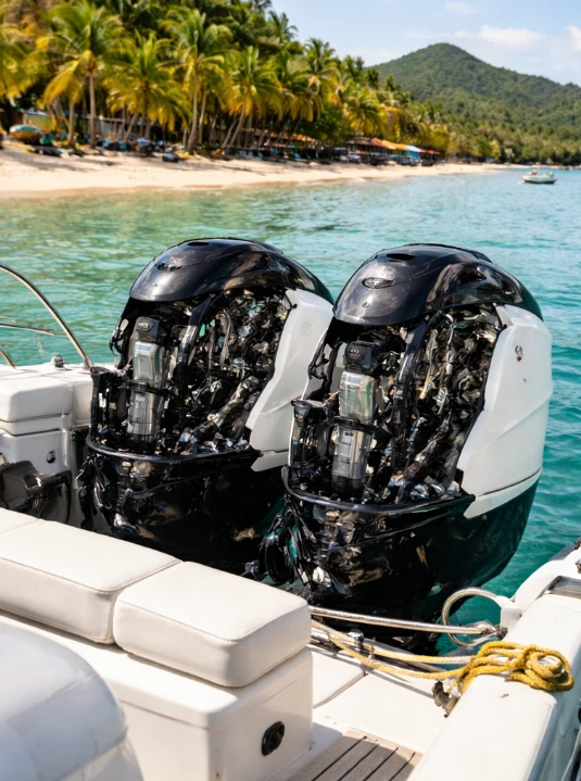 Moteurs hors-bord sur bateau en Martinique